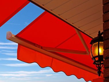 retractable awning on commercial building