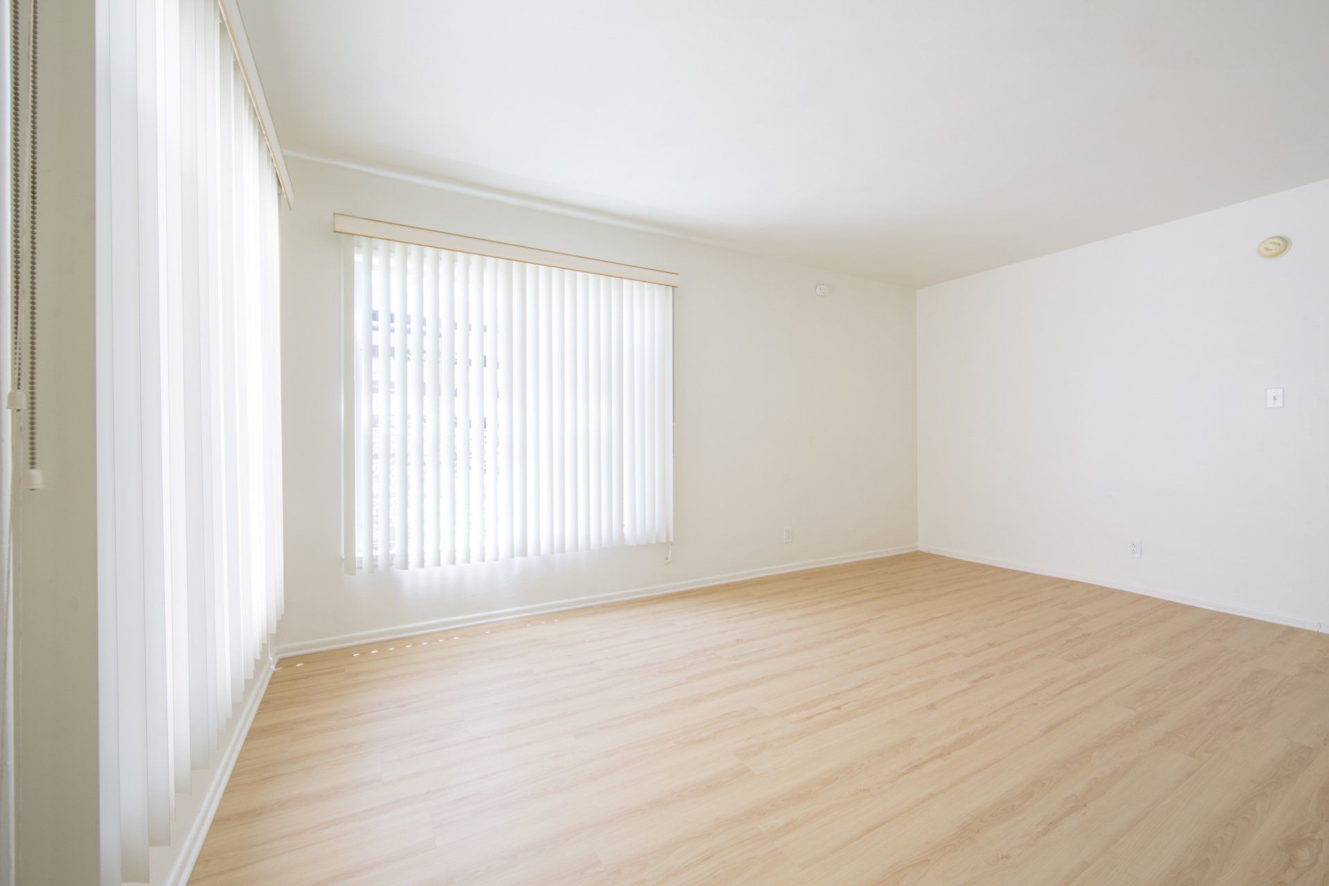 living room with blinds