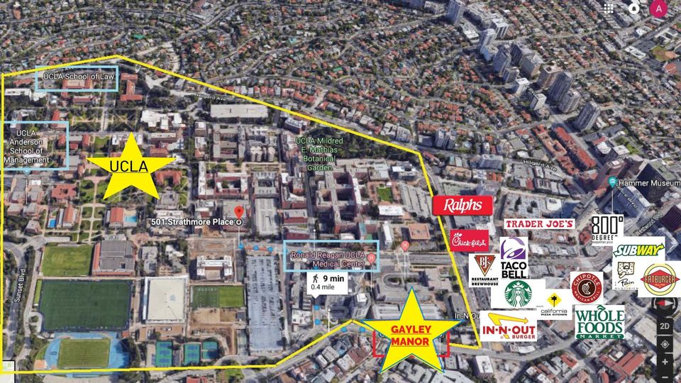 Location area flyer with food and schools nearby