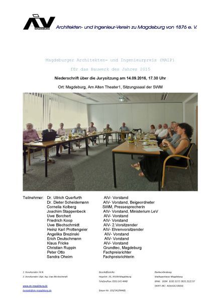 Bauwerk des Jahres 2015 Protokoll Jurysitzung