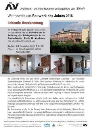 MAIP Lobende Anerkennung 2016