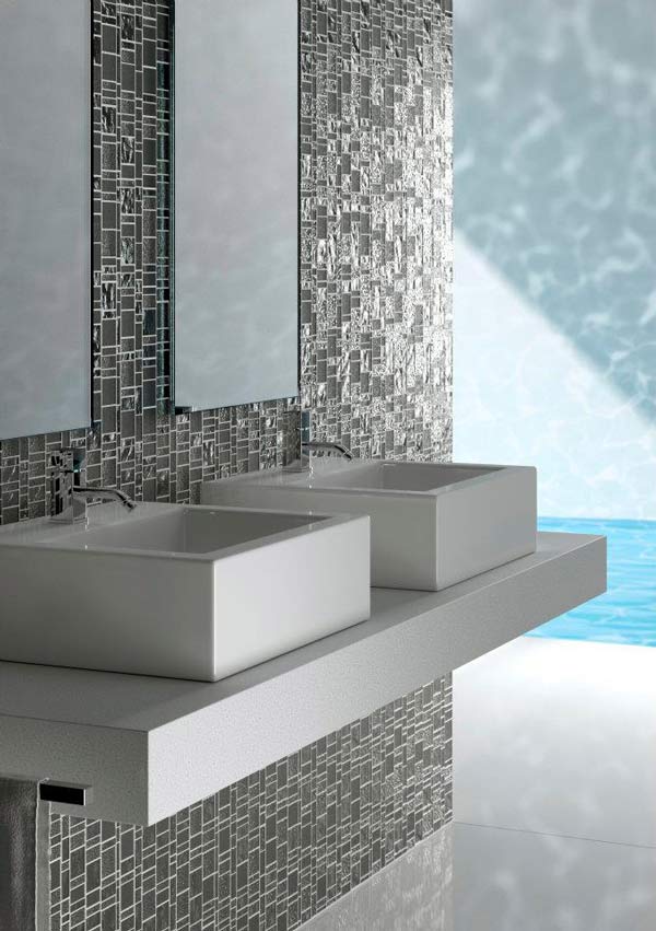 modern kitchen with square sinks