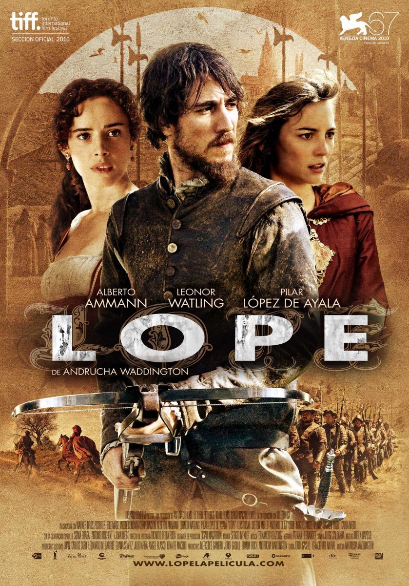 Un cartel de la película Lope con un hombre y dos mujeres en él.