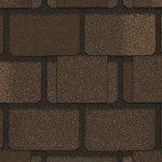 Brown roof shingles in a brick-like pattern.