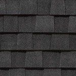 Dark gray asphalt roof shingles.