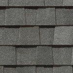 Gray asphalt roof shingles.
