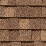 Brown and tan asphalt roof shingles.