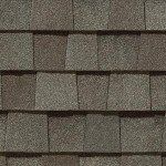 Brown asphalt roof shingles.