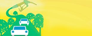 Luve Oil vehículos sobre camino verde