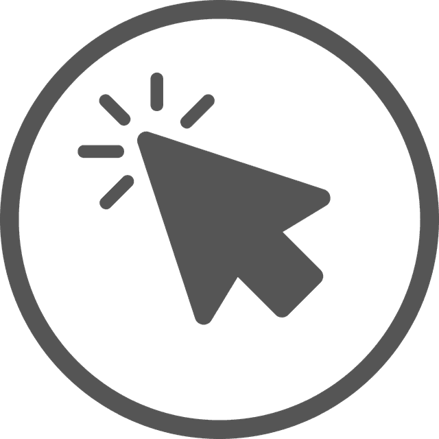 A mouse pointer icon in a circle on a white background.