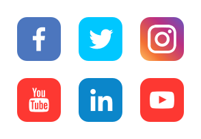 A set of social media icons including facebook , twitter , instagram , youtube and linkedin.