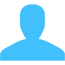 A blue silhouette of a person without a face on a white background.