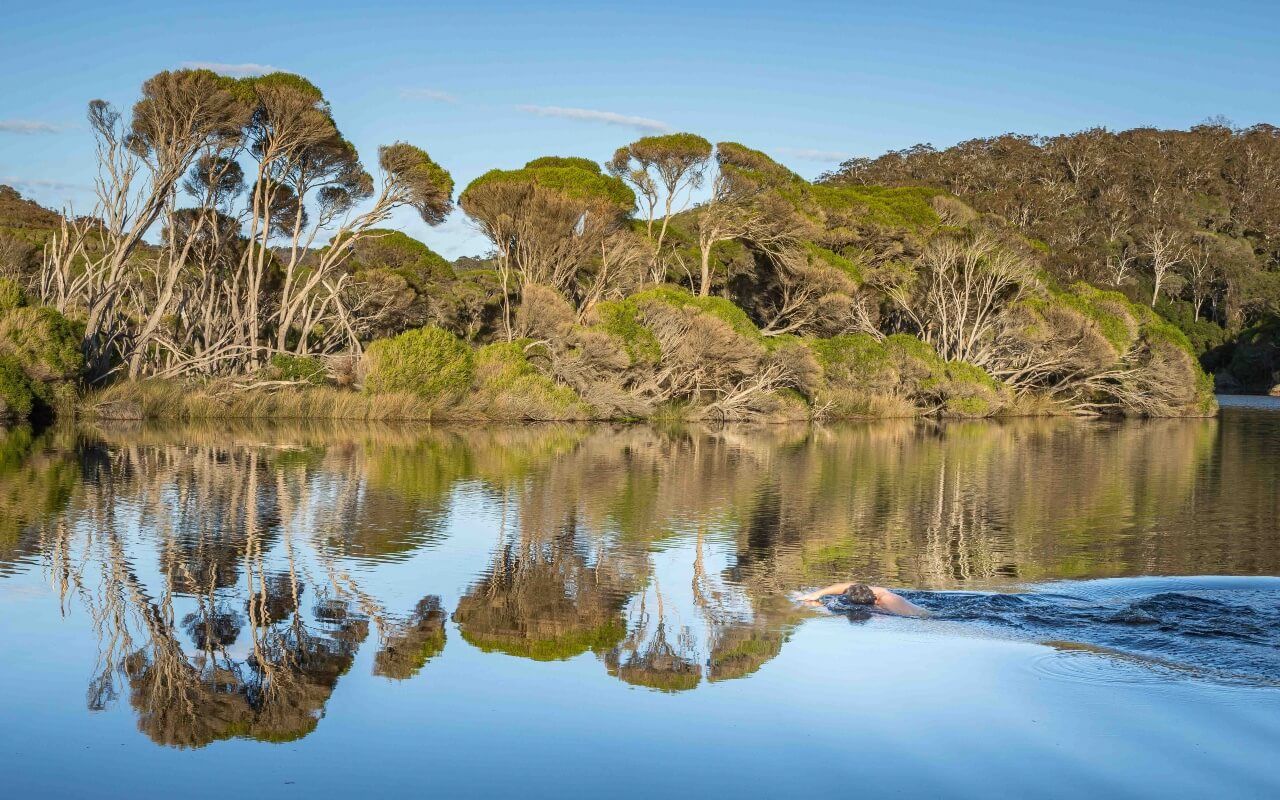 Swimming in Bournda Lagoon