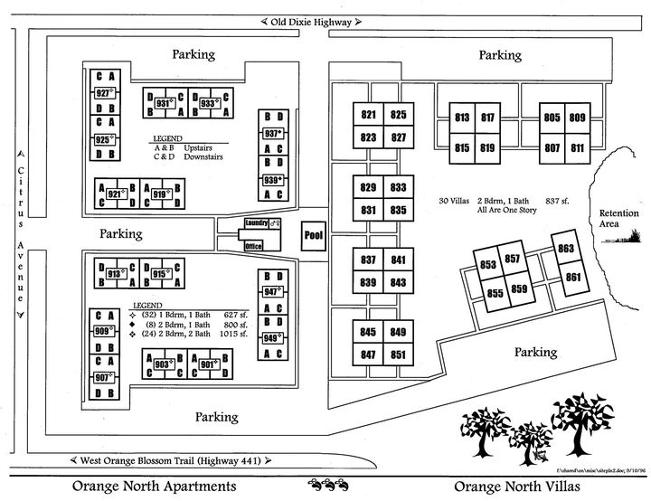 Orange North Apartments and Villas site map
