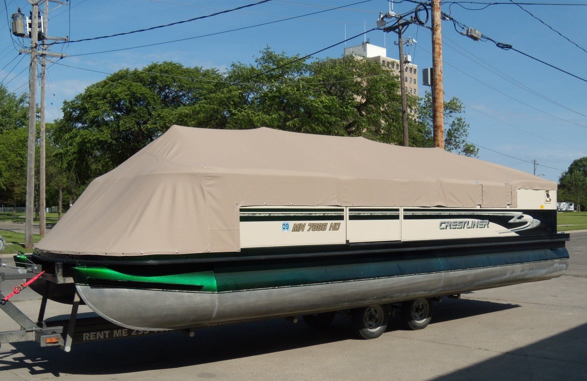 Beige Pontoon — Moorhead, MN — Olson Awning & Canvas
