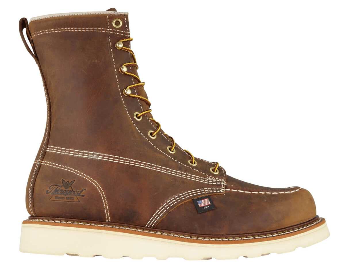 Thorogood American Heritage - 8-Inch Trail Crazyhorse Safety Toe - Moc Toe MaxWear Wedge