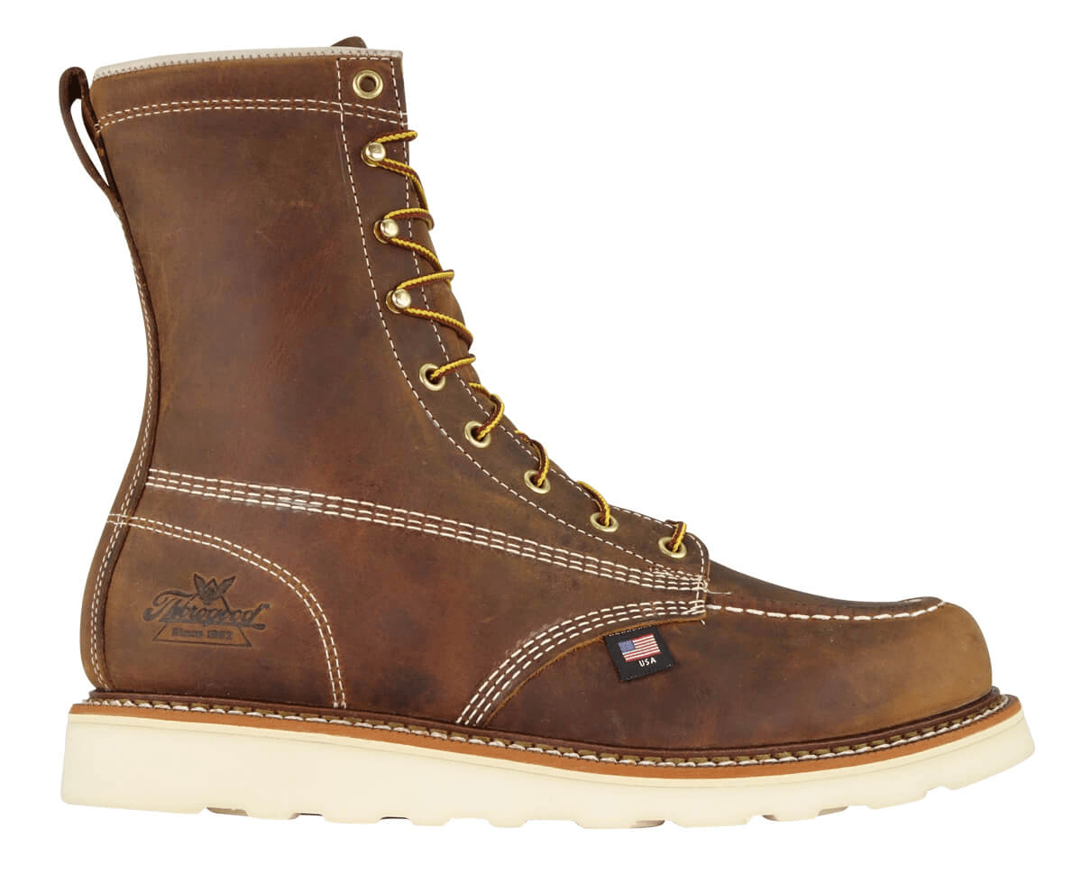 Thorogood American Heritage- 8-Inch Trail Crazyhorse Moc Toe- Maxwear Wedge