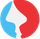 ein rot-blauer Kreis mit einem Gesicht darin