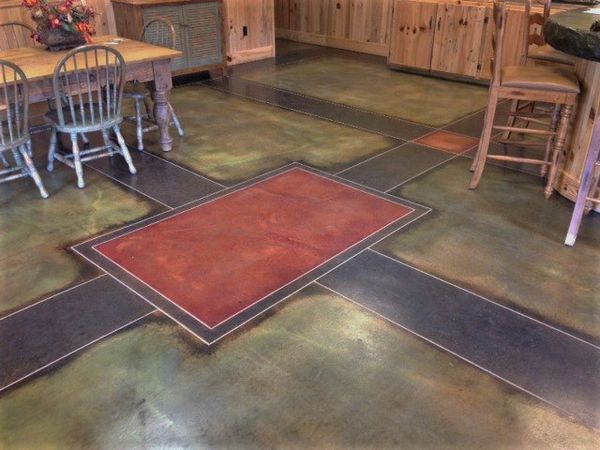 Acid Stained Floor For Dining Room — Horseshoe, NC — Carolina Concrete Designs, Inc Acid Stained Floor For Dining Room — Horseshoe, NC — Carolina Concrete Designs, Inc