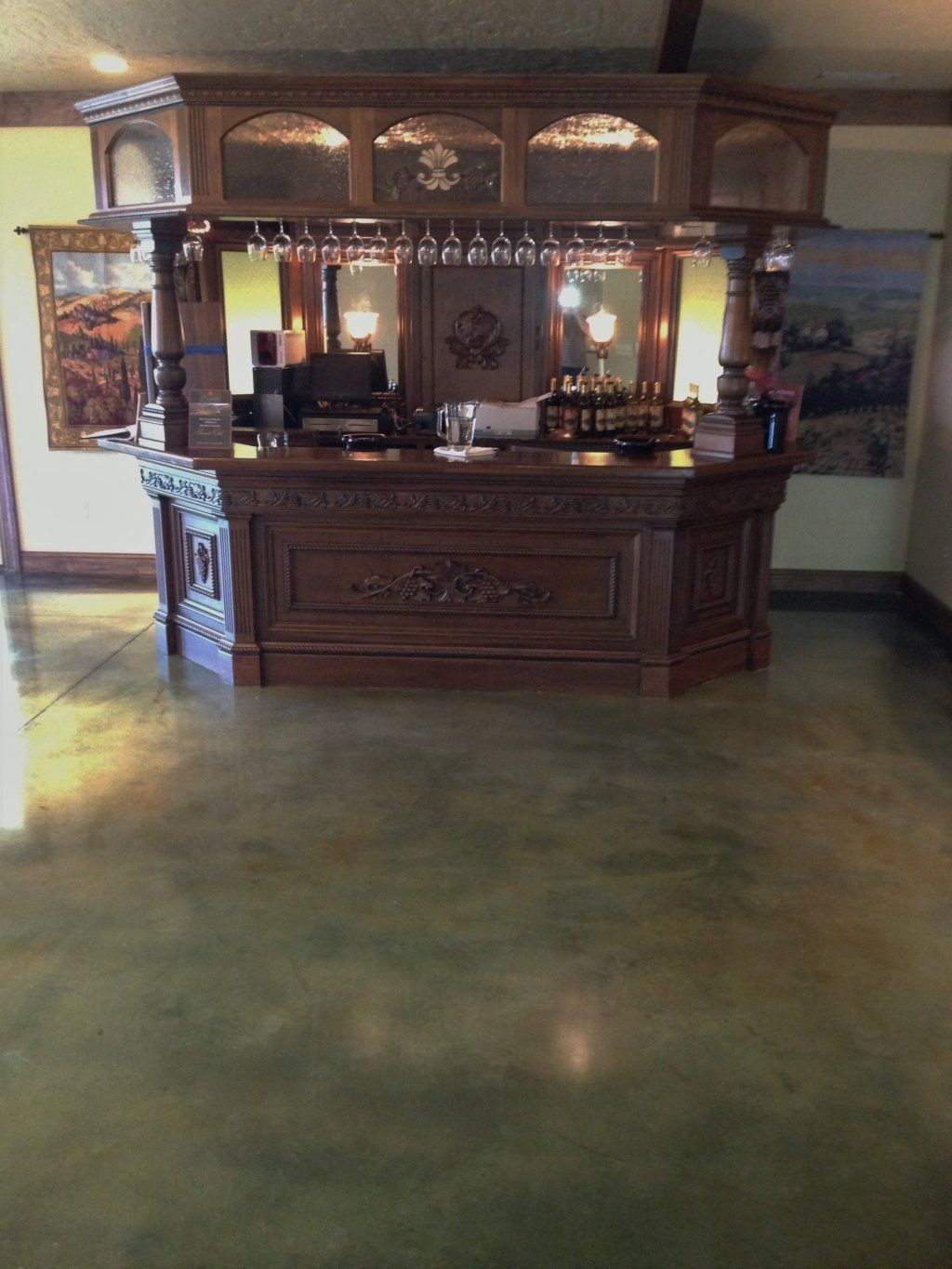 Acid Stain Floor Bar Area — Horseshoe, NC — Carolina Concrete Designs Inc