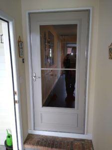 Gray Storm Door — Decatur, AL — Operation Handyman Gray Storm Door — Decatur, AL — Operation Handyman