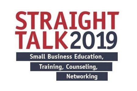 A logo for straight talk 2019 small business education training counseling networking