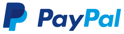 A blue and white paypal logo on a white background