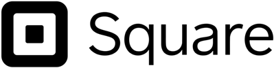 The square logo is black and white with a square in the middle.