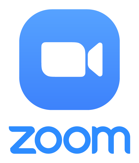 A blue zoom logo on a white background