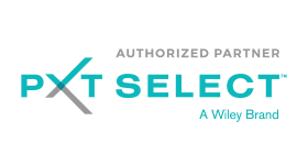 PXT Select Hiring Assessments Logo for PXT Select, a Wiley Brand; turquoise and gray text.