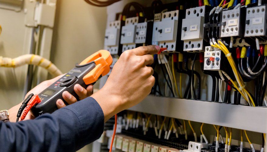 Worker Measuring Voltage And Current Of Power Electric Line — Kernersville, NC — Hodges Triad Electric Co LLC