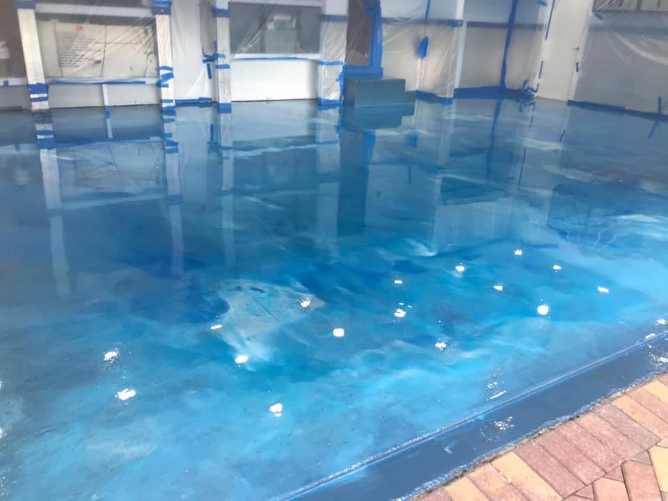 Blue Epoxy Flooring in Commercial Space