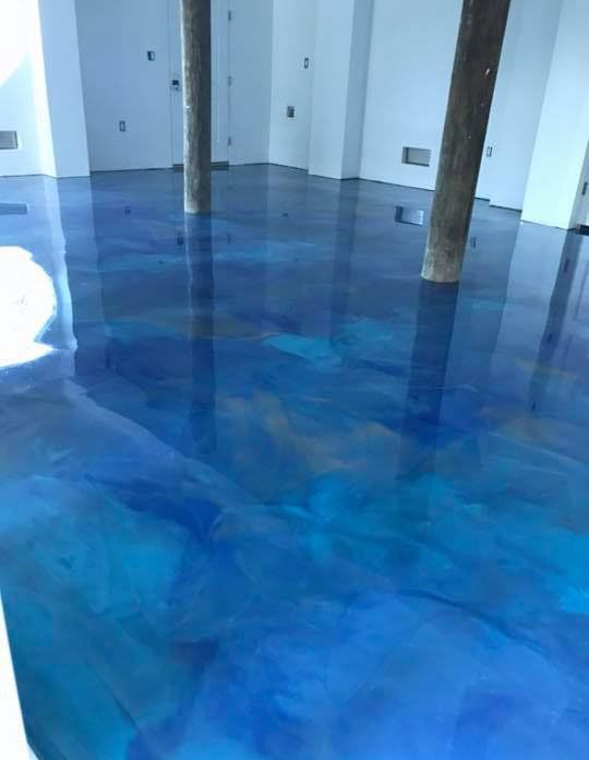 Blue Epoxy Flooring in Commercial Space