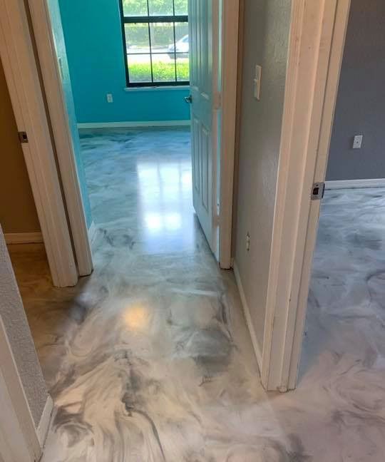 White and Grey Residential Epoxy Flooring