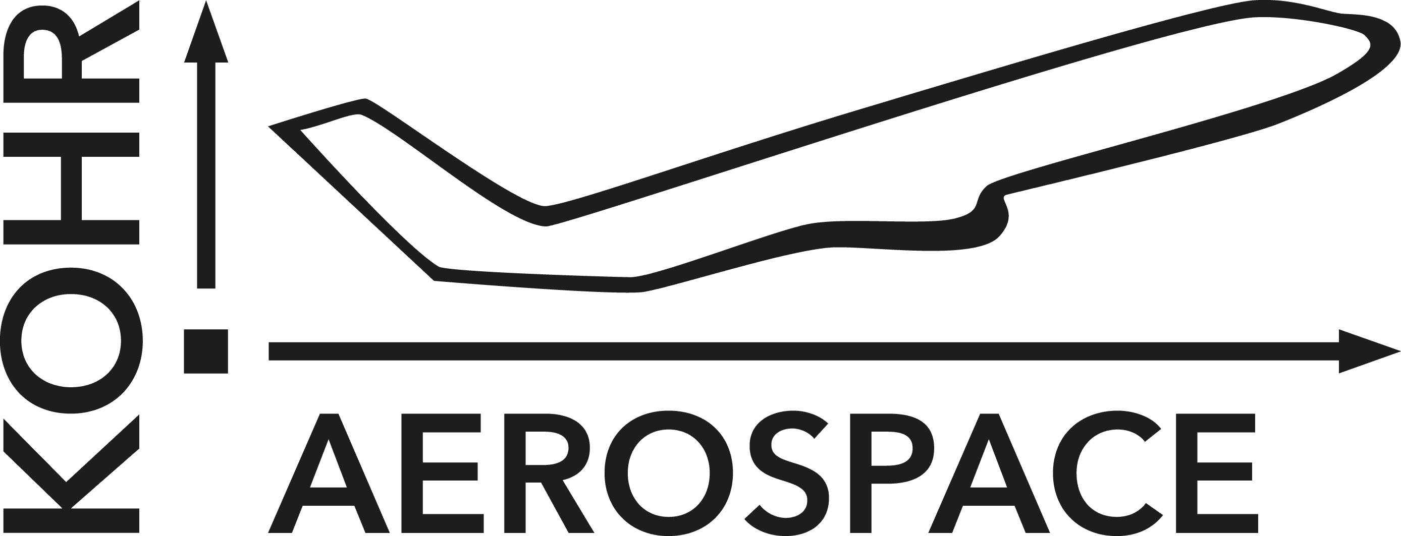 Logo of an airplane taking off with text