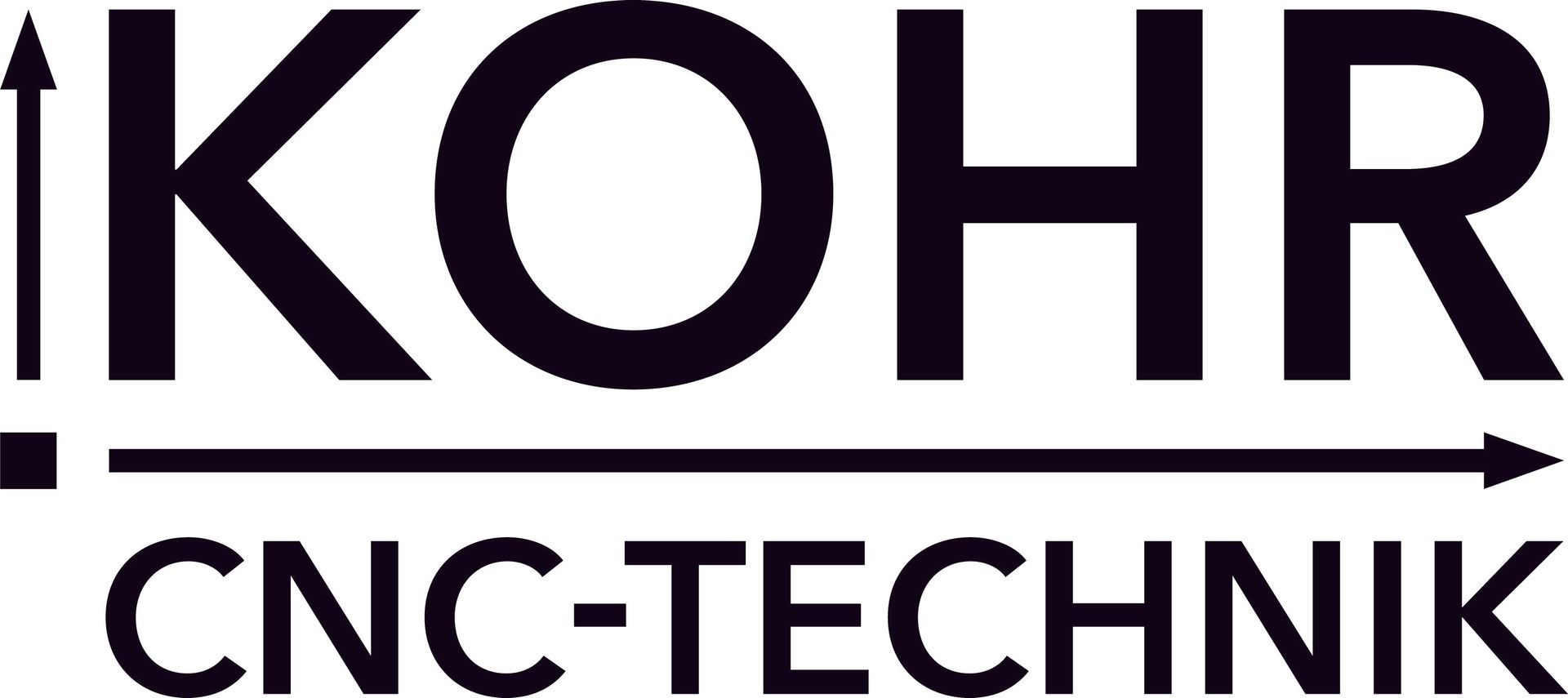 Logo of KOHR CNC-TECHNIK. Text in black with an arrow and lines.
