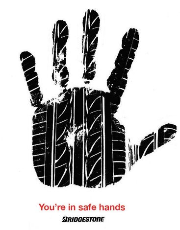 bridgestone hand with tyre texure