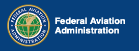A logo for the federal aviation administration on a blue background