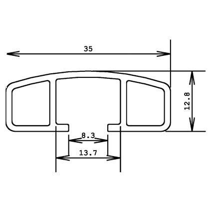 Technische tekening systeem aluminium profiel Alumes 13x35 1G