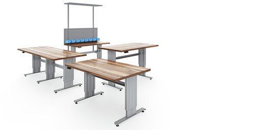 werktafel in aluminiumprofielen verstelbaar in hoogte