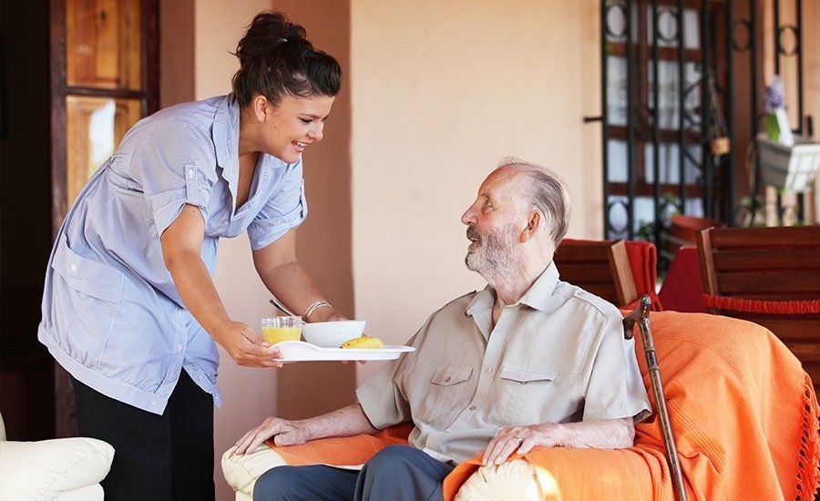 Serving to old man