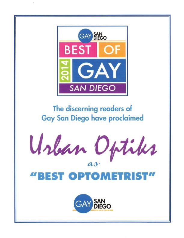 2014 Best of Gay San Diego Award for Best Optometrist