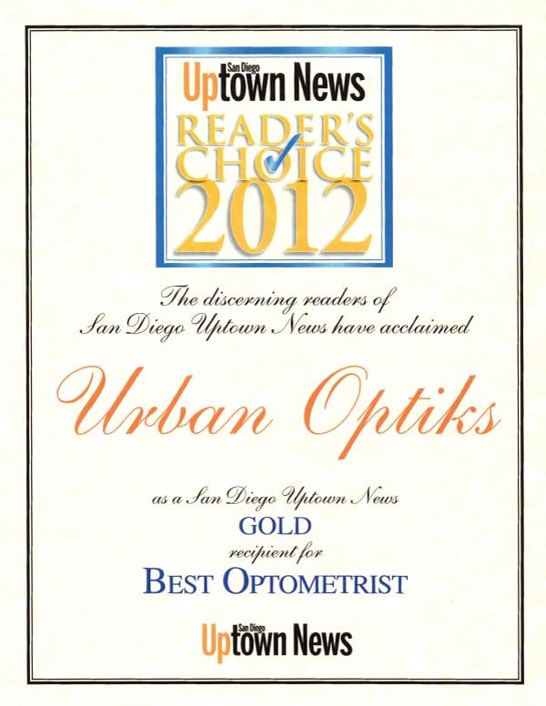 2012 Best of Uptown News Award for Best Optometrist