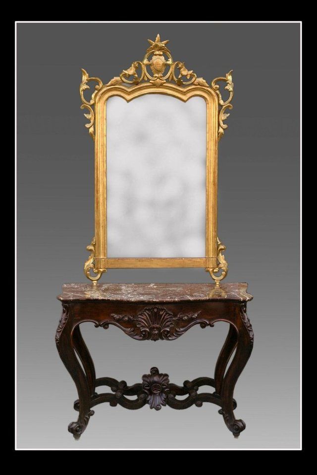 Consolle in legno di palissandro marmo rosso levanto, Stile Luigi Filippo