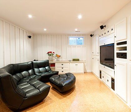 Basement Additions — Entertainment Room in Basement in Greenville, WI Basement Additions — Entertainment Room in Basement in Greenville, WI
