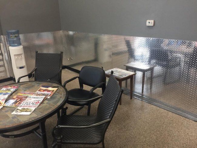 Kitchen Remodeling — Diamond Plate Sheet Metal Installed on Half Wall in Greenville, WI