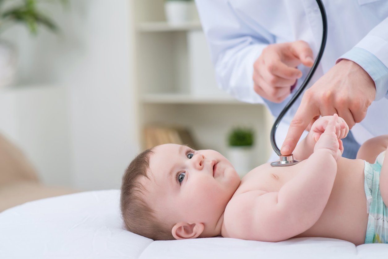 A little girl being tested for flu