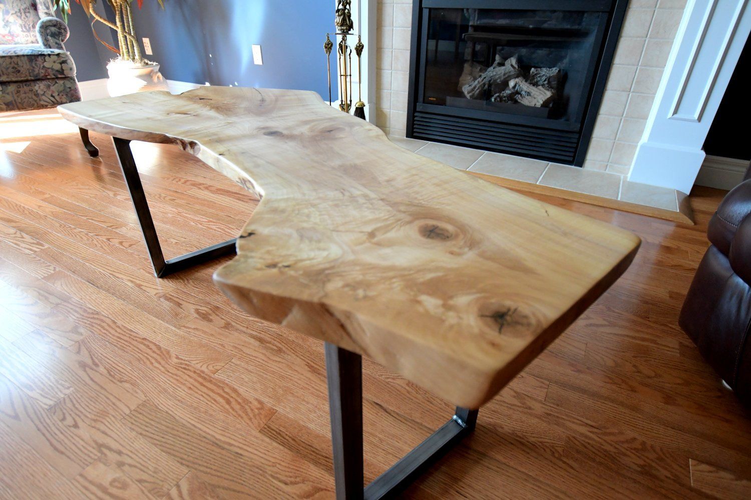 Modern Industrial live edge coffee table
