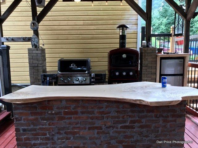 outdoor kitchen Live edge slab for bar top
