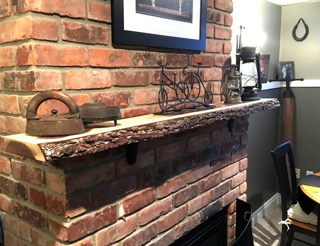 Wood fireplace mantle Live edge fireplace mantle , made with Black Walnut